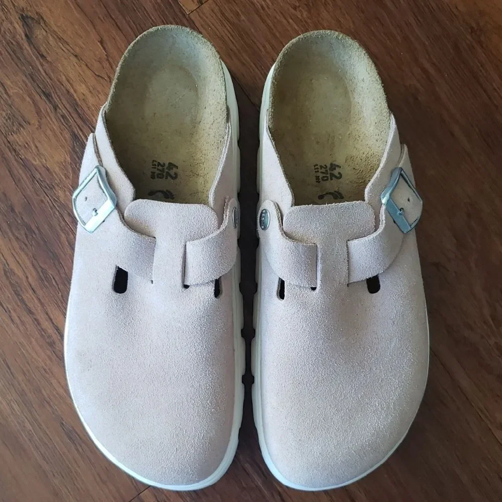 Birkenstock Papillio Light Rose Suede Chic Retro Feminine Chunky Boston Size 42 - Picture 4 of 11
